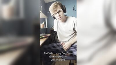 Hot Twink with LONG Cock Jerking off, sitting on balls, jerking to porn, etc. (OnlyFans Preview)