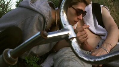 summer cycling. hot blowjob while cycling