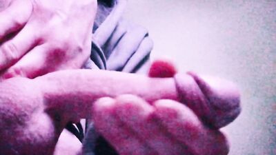 Cumshot squirting over the sound of an Anal gangbang compilation video