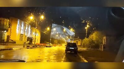 Young twink cruising in a car jerking off with a good load