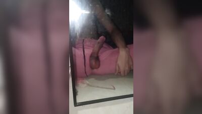 Stroking my horny cock through my slit pants—pinoy