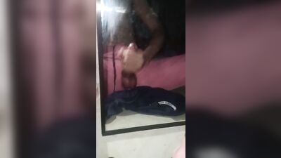 Stroking my horny cock through my slit pants—pinoy