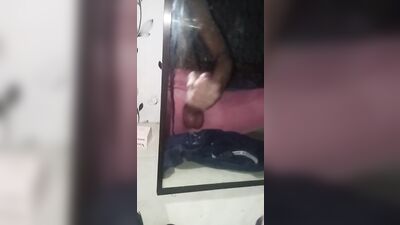 Stroking my horny cock through my slit pants—pinoy