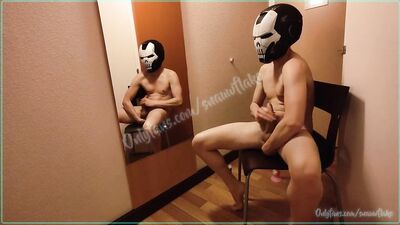 Super hero play with dildo and jerk off on the miror (Big Dick/cumSHot)