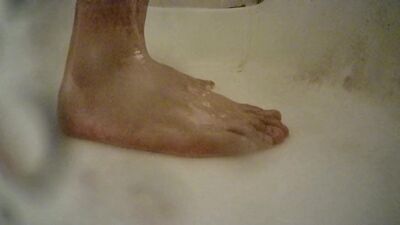 boy feet in shower