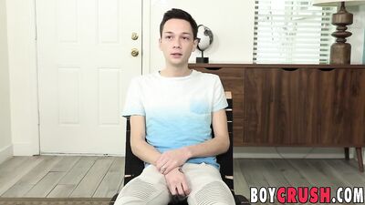 Interviewed twink Xander Lane jerks off solo and cums