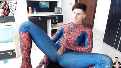 Spidey Hunks: Gay Porn Stars Masturbate in Spider-Man Suits!