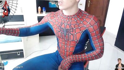 Spidey Hunks: Gay Porn Stars Masturbate in Spider-Man Suits!