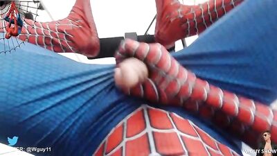 Spidey Hunks: Gay Porn Stars Masturbate in Spider-Man Suits!