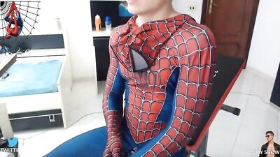 Spidey Hunks: Gay Porn Stars Masturbate in Spider-Man Suits!