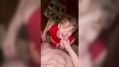 Cum hungry twink swallowing cum