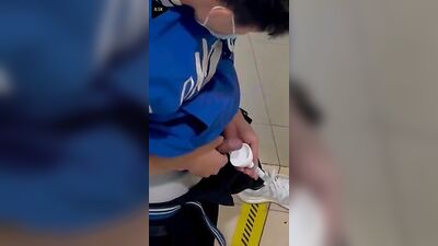 Asian Student Spy Piss: Ejaculating in the Toilet!