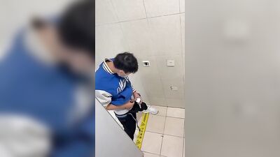 Asian Student Spy Piss: Ejaculating in the Toilet!