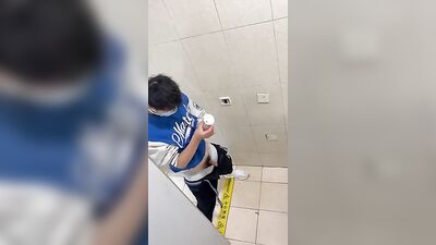 Asian Student Spy Piss: Ejaculating in the Toilet!