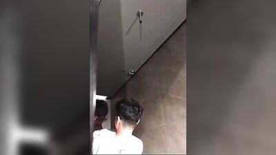 Gay Spy Asian Students in University Toilet: Expose Big Cocks and Oral Public Sex