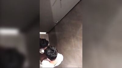 Gay Spy Asian Students in University Toilet: Expose Big Cocks and Oral Public Sex