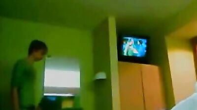 College Roommates Get Intimate in Bedroom! - Action Web-Cam 2 boys having sex in the dorm room