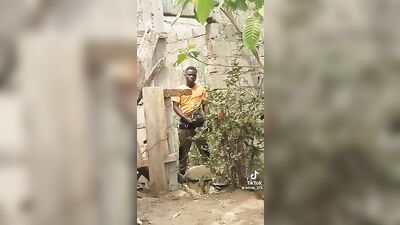 Bold Black Cock Wanking in Public