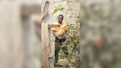 Bold Black Cock Wanking in Public