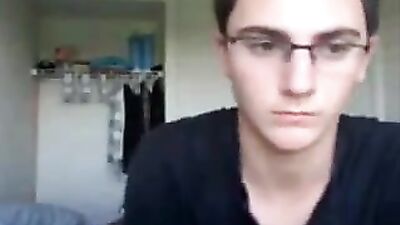 Glasses-Wearing Teenage Boy Strips Down in Gay Porn Video A103!