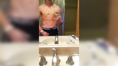Boy makes a selfie showing his cock