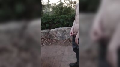 Skinny boy pissing in public. I needed release really bad.