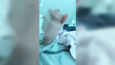 Cute twink cums on belly