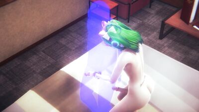 Yaoi Femboy - Green hair handjob