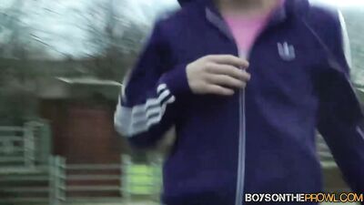 twink picked up and driven around as another one plows him