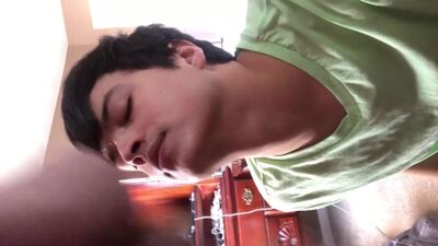Mathew N sucks white twink curved DICK and gets facial