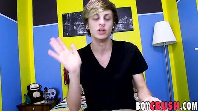 Luscious twink pleasing his ass with a big fat dildo