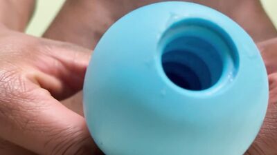 College twink edging with blue toy