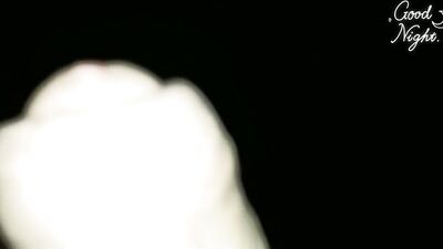 Twink cums while he is walking through night forest