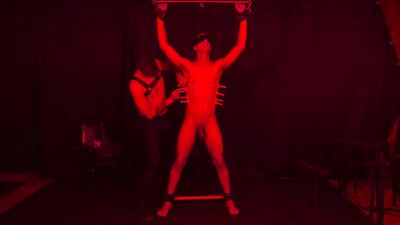 Young Devin is whipped, cropped and covered in clothes pins by a Daddy who enjoys every inch of him