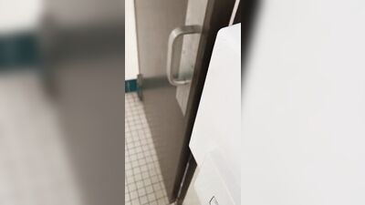 Risky twink showing off in college bathroom