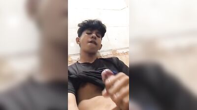 Arab Twink Boy Jerking Off Again: Interracial Cum Shots with a First-Timer!