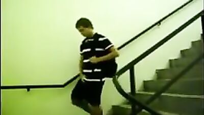 Wanking Amateur on Stairs: Big Dick Adventure!