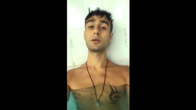 Pulling cock of swimtrunks in the public pool ( cock and feet underwater )