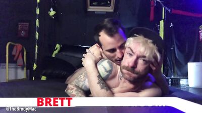 Tattoo'd Jock gets fucked bareback in sex dungeon by skinny twink guy