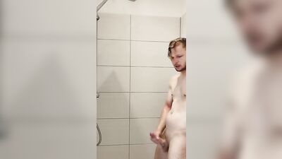 Shower with me / 18 Years old boy masturbate and cum in the shower with moaning!! Hardcore