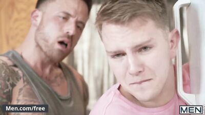 Men.com - Cute twink rides inked hunks cock - Jordan Levine, Timothy Drake