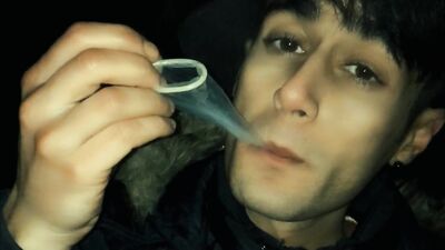 Swallowing your cum and licking condom you fucked me with POV