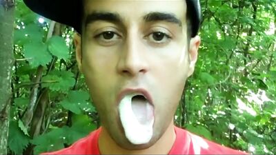 Solo long cum play in mouth - 3 strangers loads chewed till cumfoam and swallowed