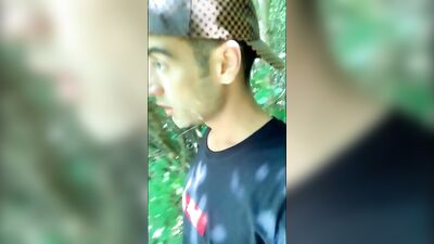 Boy walks with cum mess on face but he need to hide because someone comes