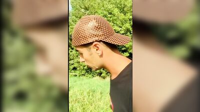 Boy walks with cum mess on face but he need to hide because someone comes