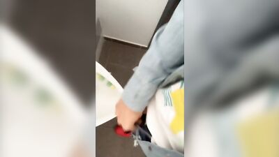 Fat soft cock piss at an public urinal