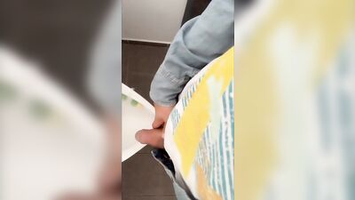 Fat soft cock piss at an public urinal