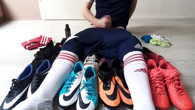 Big cumshot over all my sneakers and cleats