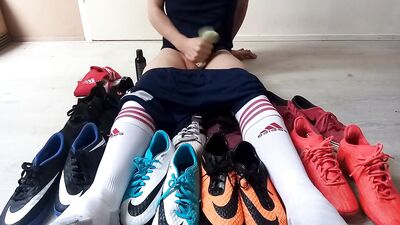 Big cumshot over all my sneakers and cleats