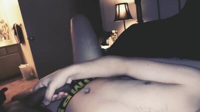 Joe stroking daddy's big cock